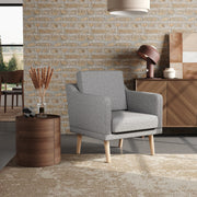 Livingandhome Linen Upholstered Padded Armchair for Home and Office